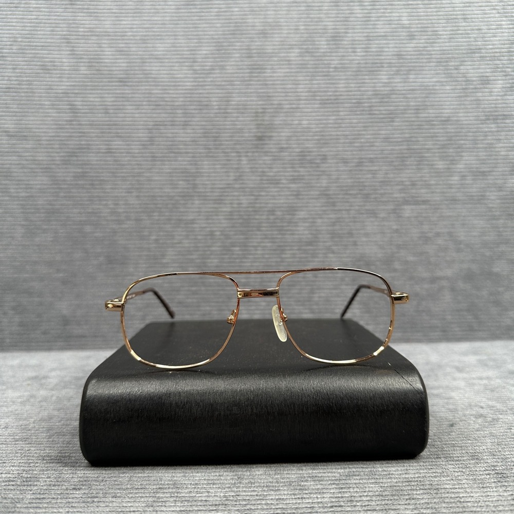 Modern Times Leader Gold Aviator y2k Eyeglass Frames 50-17 135 Vintage Style